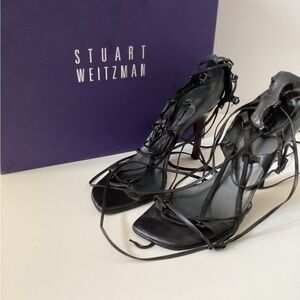 Rare Stuart Weitzman Black gladiator style heels